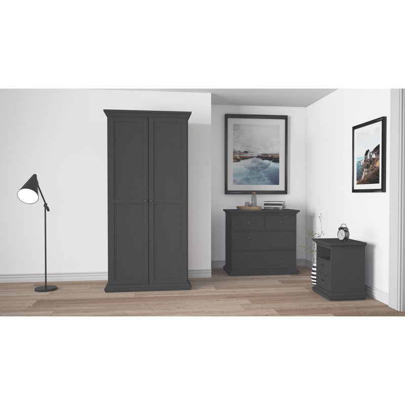 Melanie 2 Door Manufactured Wood Wardrobe, Matte grey