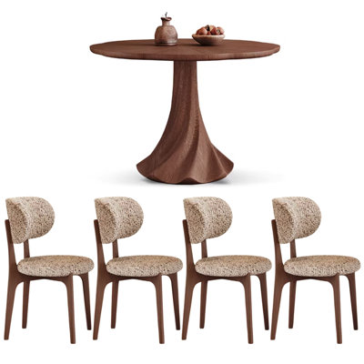 Dark brown interestingly-shaped round table