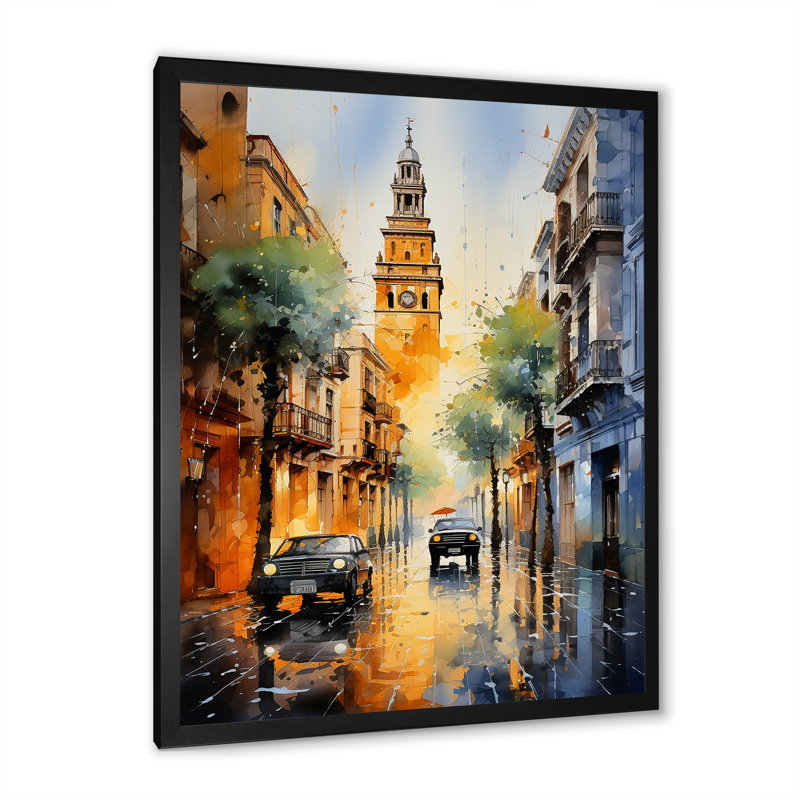 Reproduction d'art sur toile, Giralda II, Espagne, Cadre photo noir, H 20 po x l 12 po x P 1 po