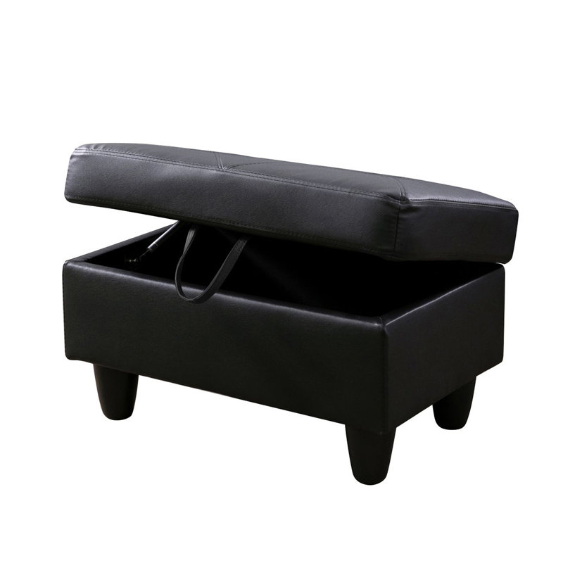Banc de rangement pour l'entrée 28,5 po Keevha, Similicuir noir