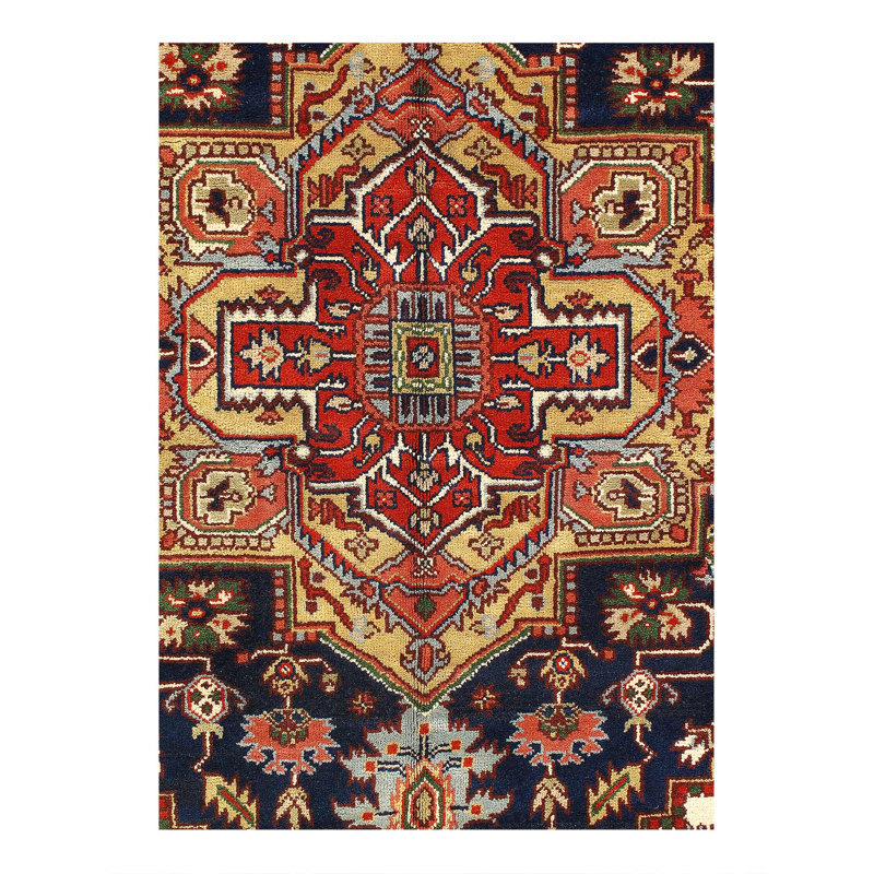 Tapis bleu marine tissé à la main Wythe 7 pi 8 po x 9 pi 9 po