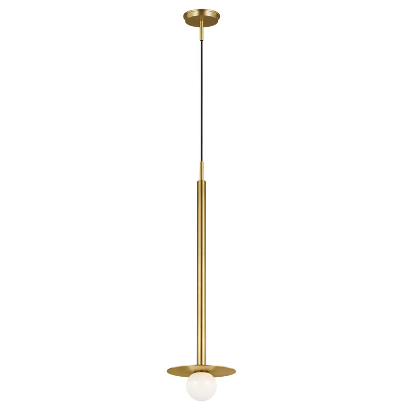 Allegra 1-Light Metal Pendant, Burnished Brass, 30" H x 8" W x 8" D