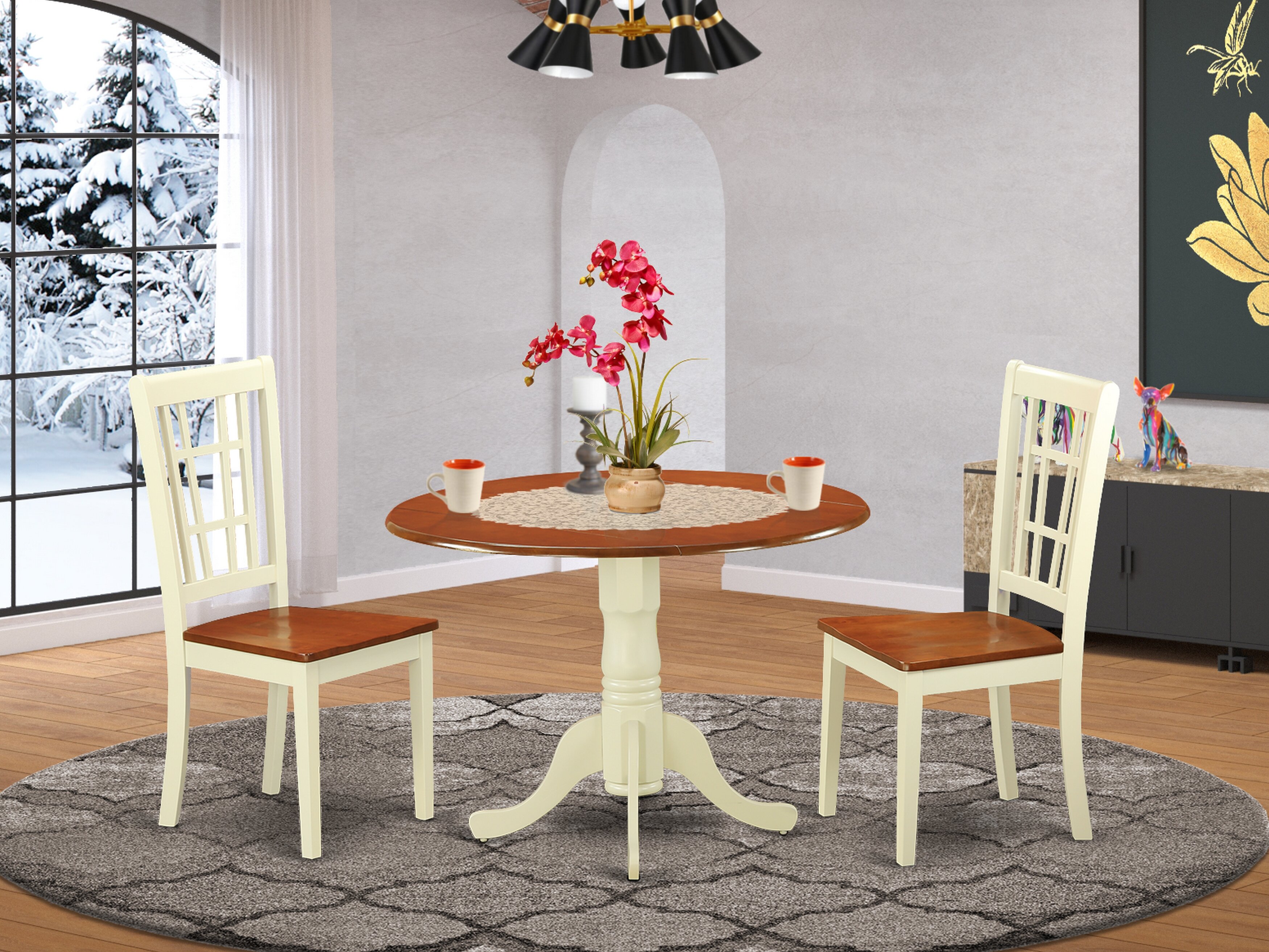 Alcott Hill® Maytham Drop Leaf Rubberwood Solid Wood Dining Set | Wayfair