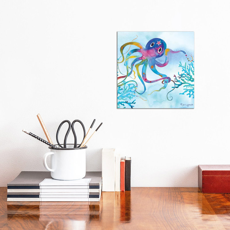 Octopus Ocean Coral by Jo Lynch - Wrapped Canvas Gallery-Wrapped Canvas Giclée, 30.48cm H x 30.48cm W