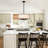 5 - Light 19.69“ Modern Drum Chandelie With White Fabric Drum Shade For Kitchen Island Living Room Bedroom-118849922
