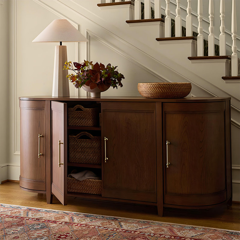 Armoire de rangement en bois massif brun de style américain 70,87 "