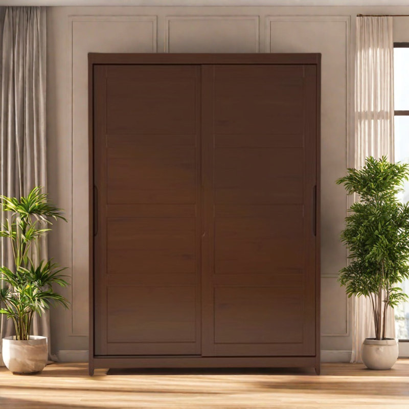 Garde-robe rétro pratique et classique, H 82,68 po x l 55,12 po x P 24,41 po, Noyer