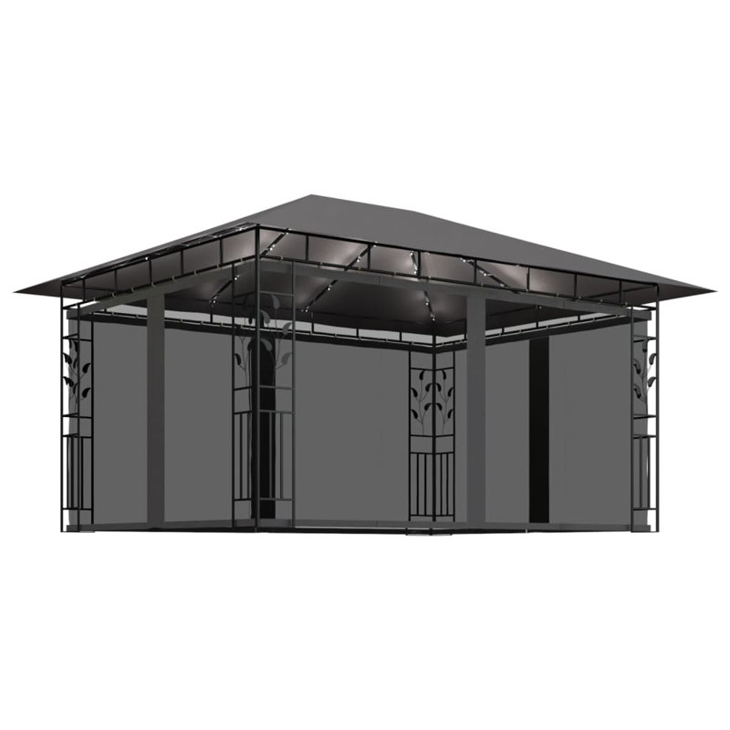 Chaparosa Gazebo With Mosquito Net&LED String Lights 4X3x2.73, Anthracite