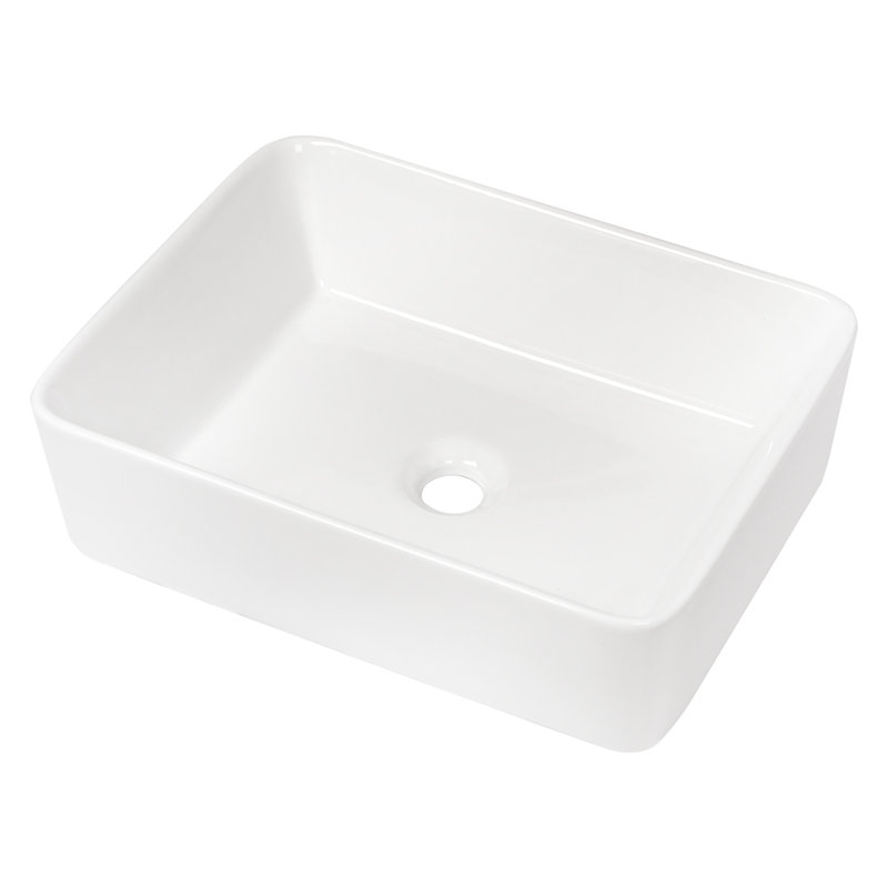 Lavabo pour salle de bain en céramique 19 po x 15 po - Élégant et pratique avec finition polie à faible absorption d'eau, 19"