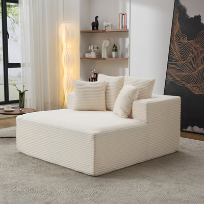 54 Inches Wide Corduroy Upholstered Chaise Lounge Indoor