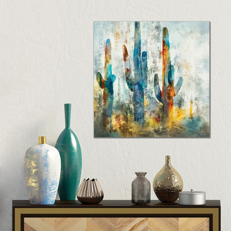 «Saguaro Forest» encadré par Scott Brems, H 18 po x l 18 po x P 1,5 po, Toile tendue, Non