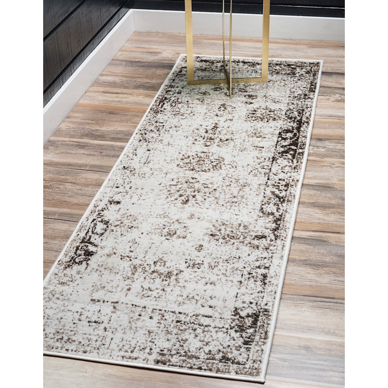 Tapis rond kaki Mangine Ikat, Tapis de couloir 3 pi 3 po x 19 pi 8 po