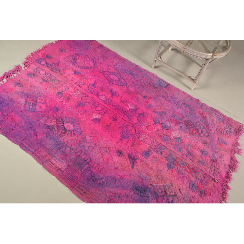 Tapis vintage rose Herki Oushak en rose pour le bureau ou les espaces intérieurs - 8098