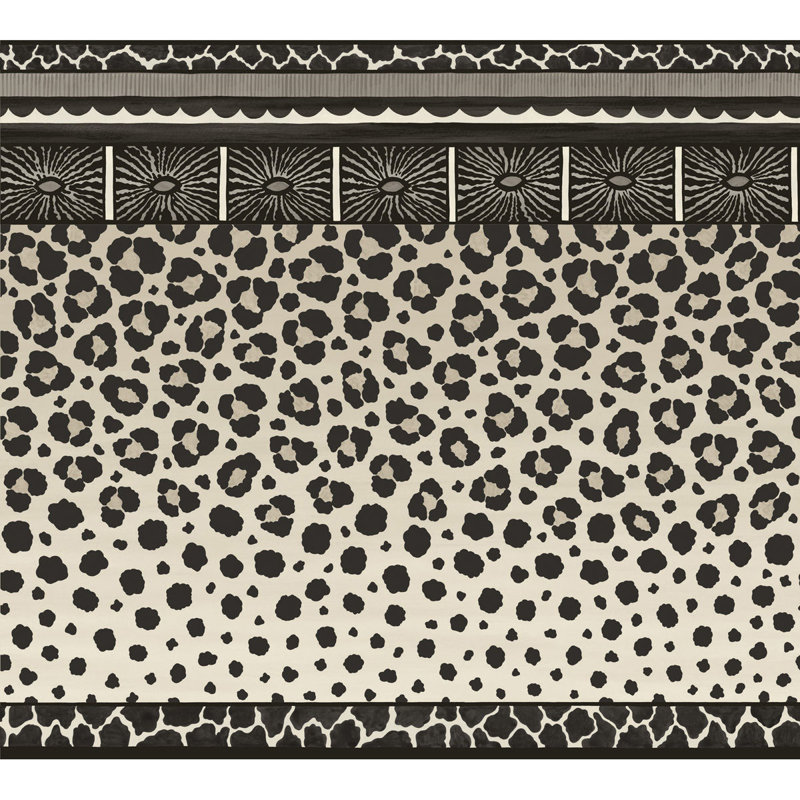 Ardmore Animal Print Wallpaper Border, Black/White