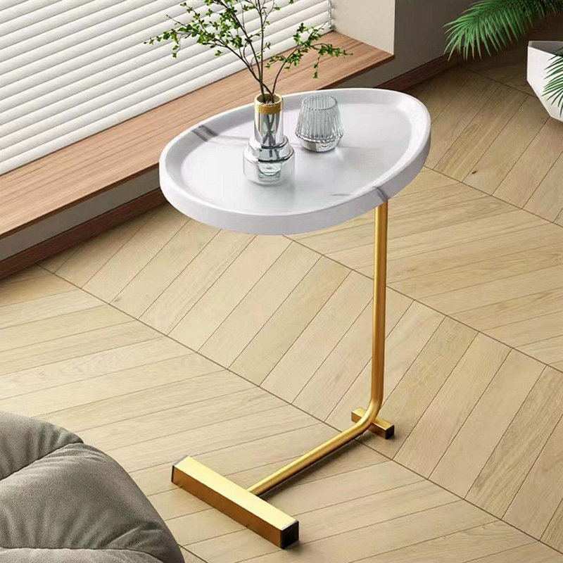 Amadas 17.72'' Console Sofa Side Table, White, Gold