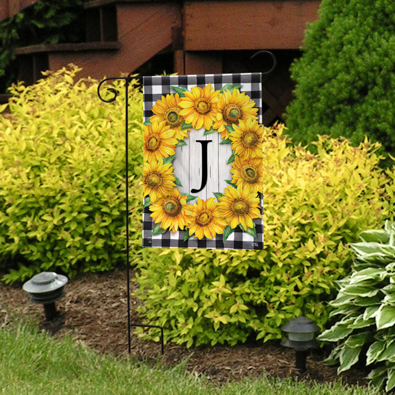 Drapeau de jardin tournesols monogramme J