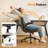 Oil-Waxed Leather Swivel Chair With Flip-Up Armrests-974970028