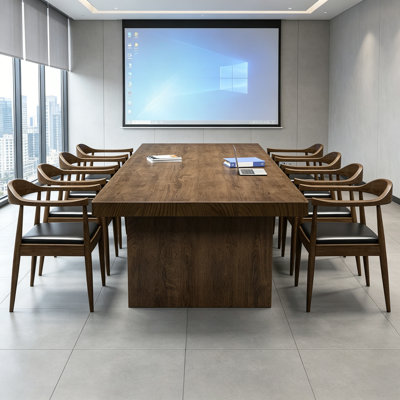 Table de conférence simple en bois massif brun foncé