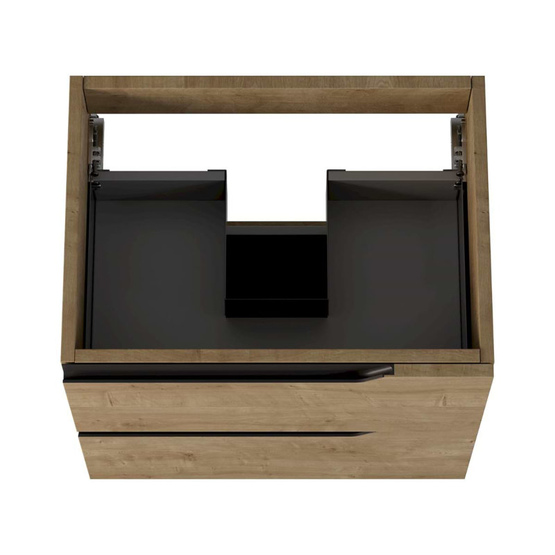 Duo 24" Single Vanity With Integrated Ceramic Top, 24", Blonde Wood, Black