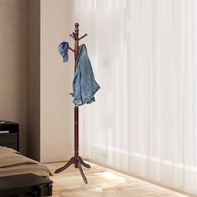 Freestanding Wood Coat Rack For Entryway And Corner