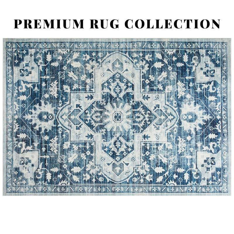 Aspire Homeware Blue Vintage Medallion Area Rug, Rectangle 120 x 170 cm