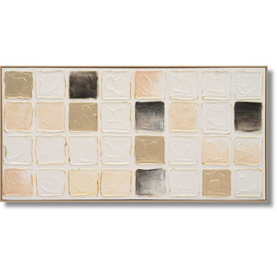 Art mural moderne sur toile neutre texturé - 48 po x 24 po - cadre beige