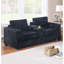 Ensemble de canapés 2 pièces de style moderne 1X Canapé 1X Causeuse Coussin de dossier Pieds en plastique Porte-gobelets Port de charge Rembourrage en velours côtelé Salon principal-184627521-184627534