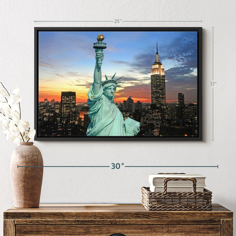 "Statue de la liberté et art mural", H 17 po x l 25 po