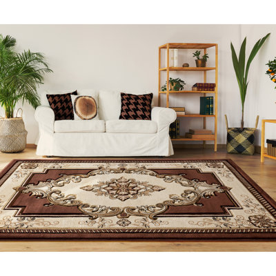 Tapis à motif géométrique brun Josephus