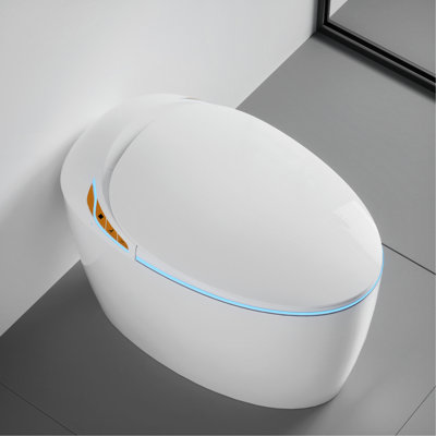 Intelligent Toilet With Bidet, Auto Open/Close System, Foot Sensor, Powerful Flushing, Led Display, Bathroom Fixture Bidet Feature, Seat, Warm Air Dryer, Essential