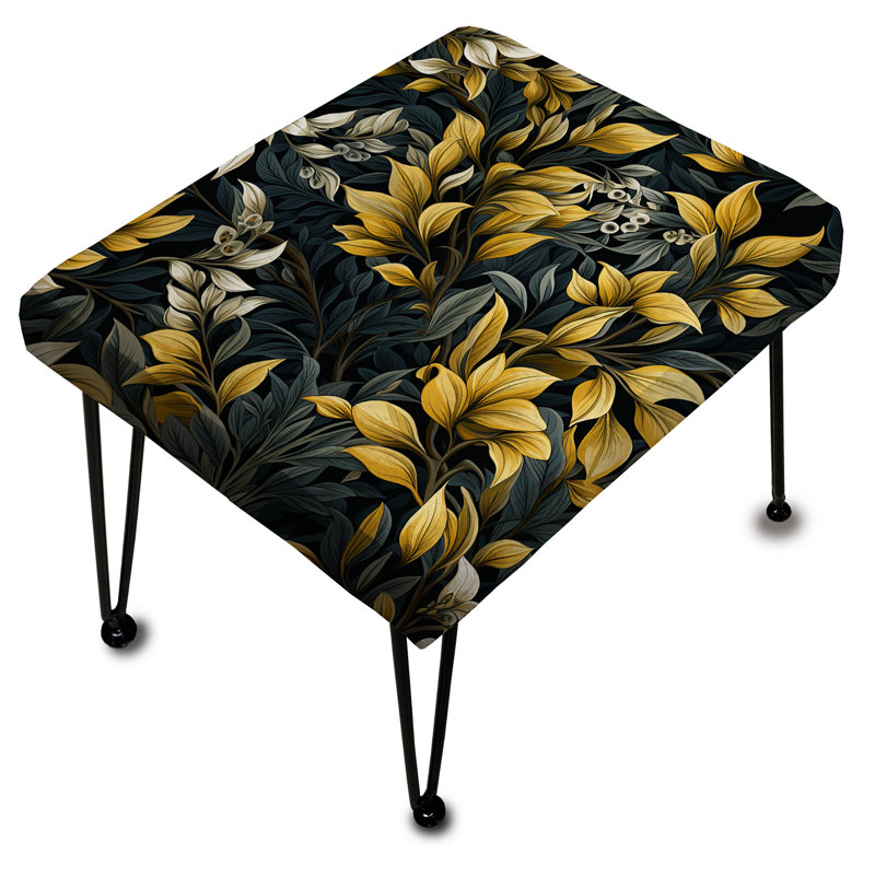 Motif de plantes tropicales jaunes et bleues III - repose-pieds rectangulaire tropical