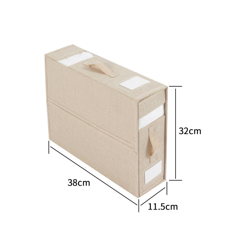 Ensemble de 4 organisateurs de draps pliables avec fenêtres transparentes pour la maison, Beige