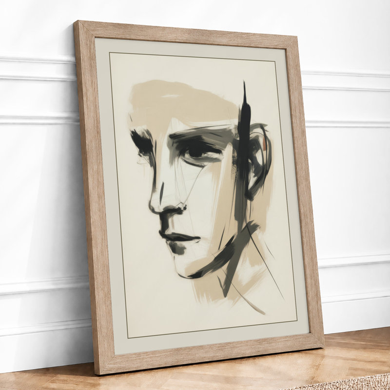 Modernist Profile Minimalist - Print, A2 - 59.4 x 42.0 cm, Oak