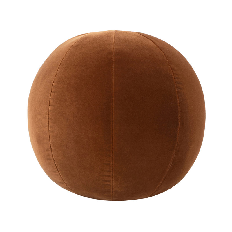 Coussin décoratif sphérique rond en velours orange 12 po Luna