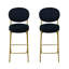 Ensemble de 2 tabourets de bar modernes en velours avec pattes de comptoir rondes en métal doré
