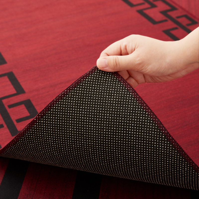 LEXI Red & Black Greek Key Machine Tufted Area Rug, Rectangle  160 x 300 cm