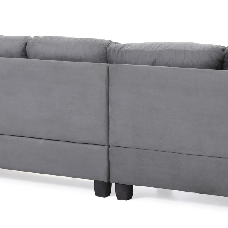 Canapé modulaire Malone G647B-SC (sans repose-pieds), Microfibre grise, Orienté à gauche (vu de face)