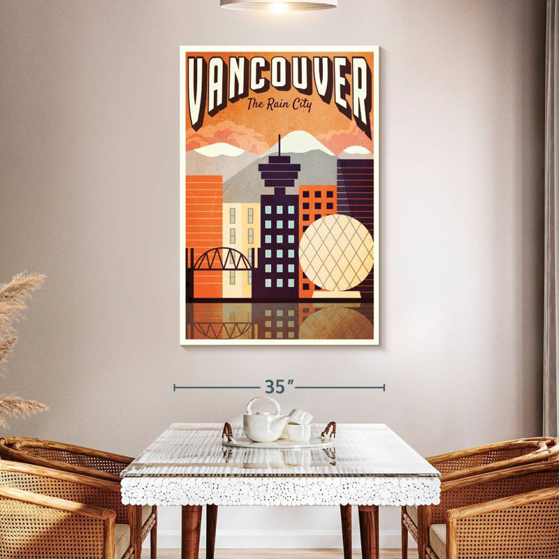 Affiche rétro de Vancouver, H 51 po x l 34 po