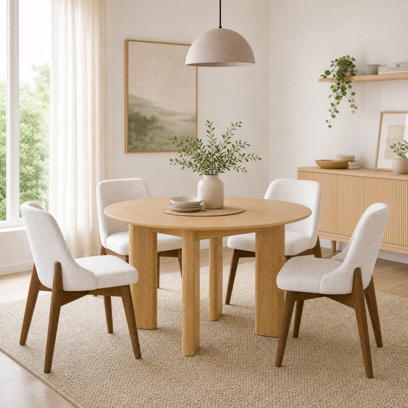 Ensemble de table de salle à manger 42 po avec 4 chaises rembourrées, 5 Pieces: Table, 4 Chairs, 30" H x 42" W x 42" D
