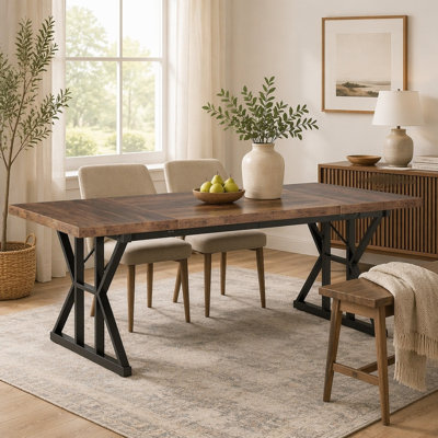 Rectangular Dining Table, Farmhouse 70.8" Kitchen Table for 6 People