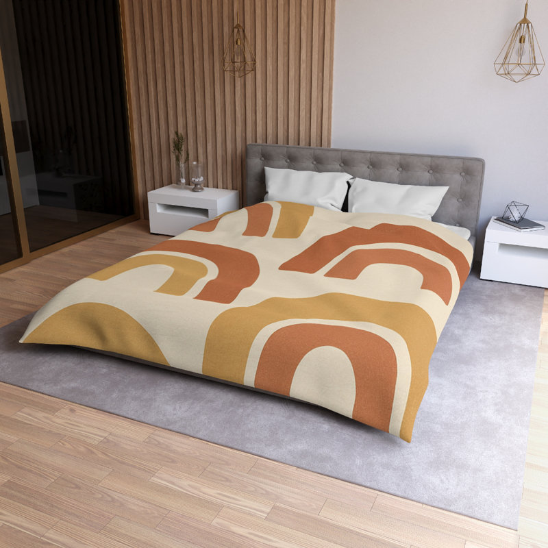Microfiber Duvet Cover Boho Style, Design 52, Queen Duvet Cover, White