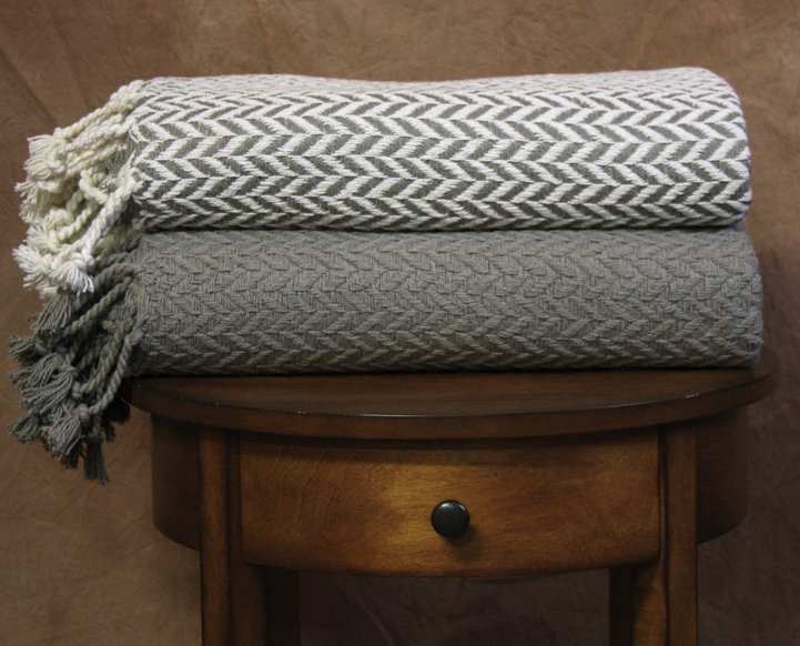 Jeté en coton Lovita, Gris