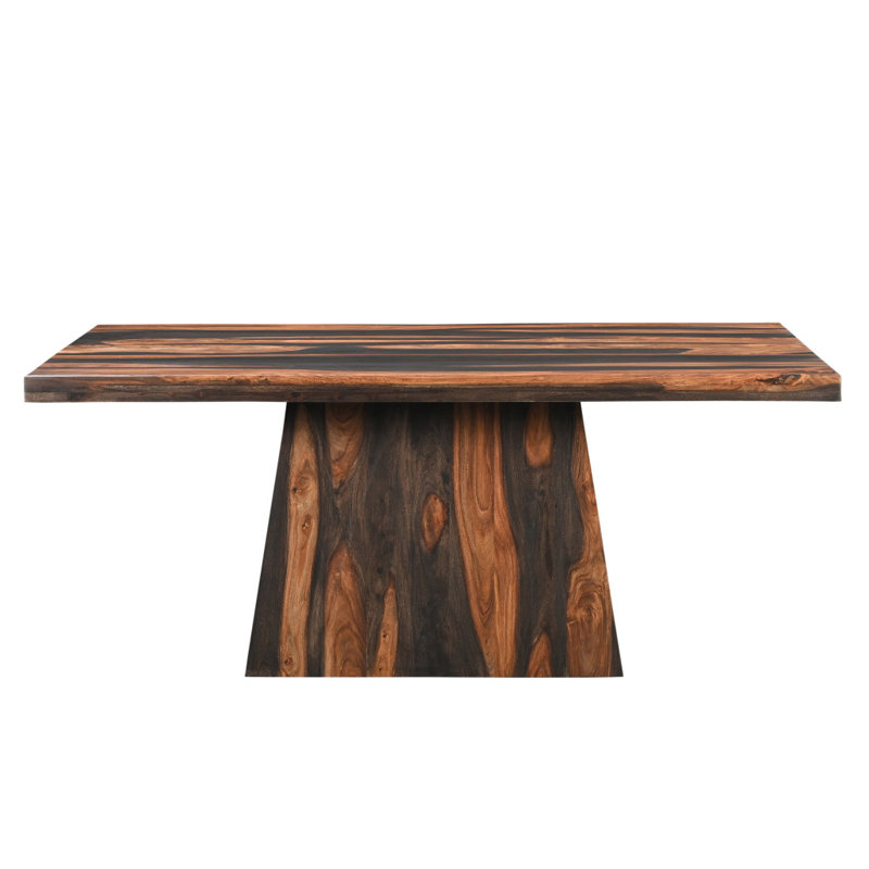 75" Brown Solid Wood Pedestal Base Dining Table