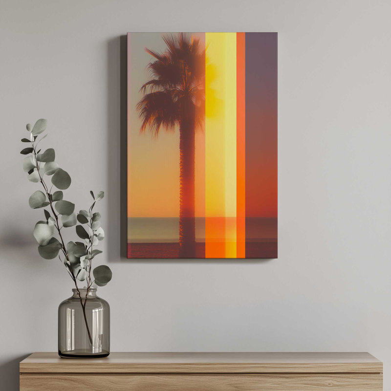 «Pixel Palms II» par ARTIST, reproduction d'art sur toile, H 16 po x l 12 po