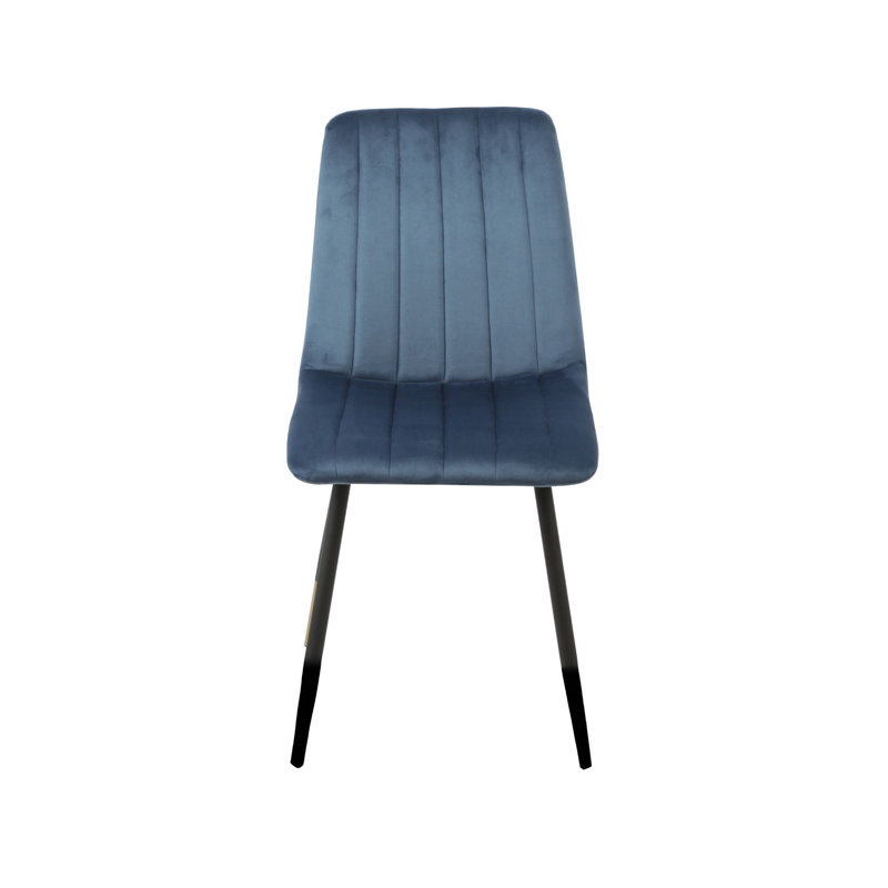 38cm H Velvet Upholstered Metal Upholstered Back Side Chair in Blue