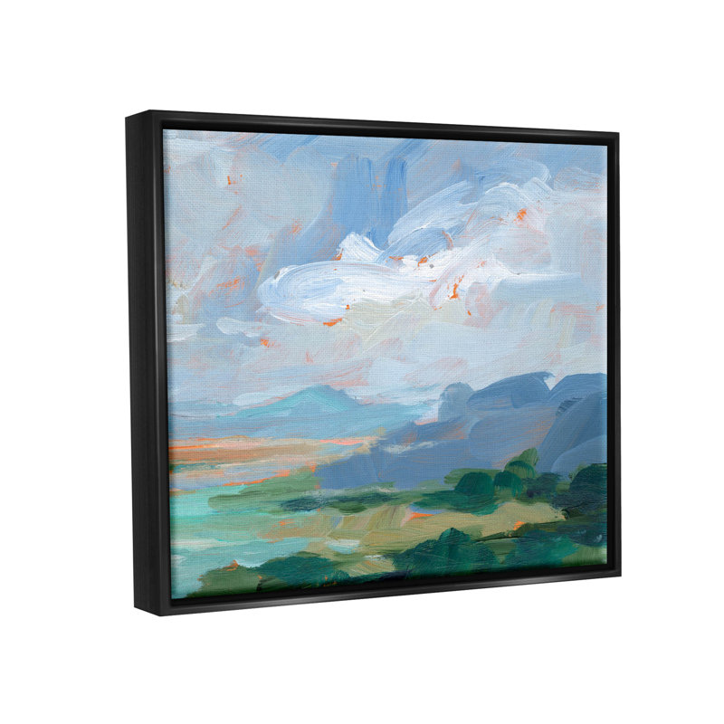 "Ocean Cliff", paysage abstrait encadré, art mural par Ethan Harper, H 17 po x l 21 po x P 1,7 po