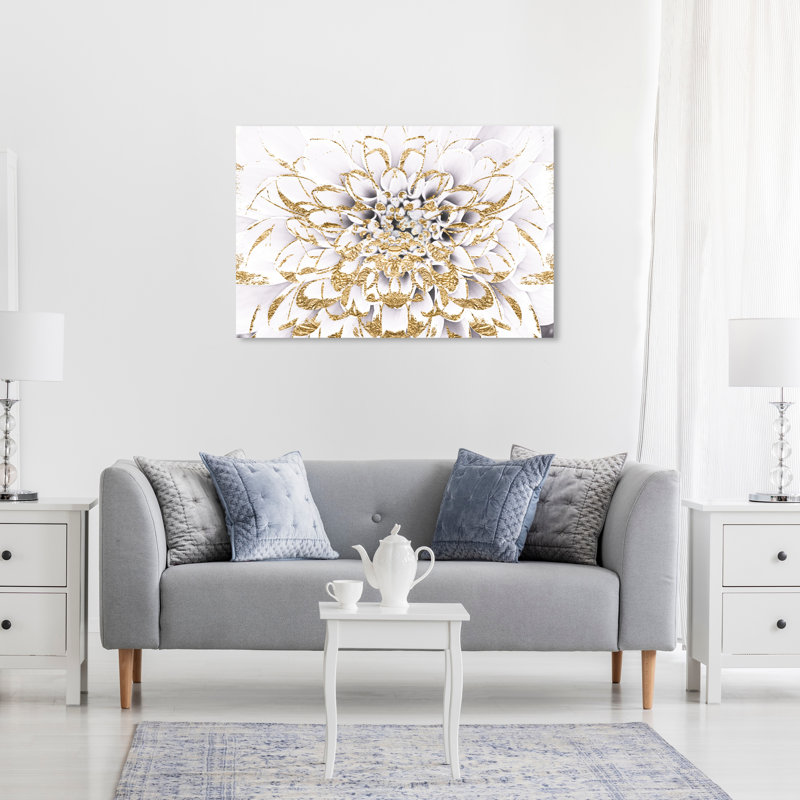 Tirage d’Art graphique « Floralia Blanc », 20" H x 30" L x 1,5" D, Toile