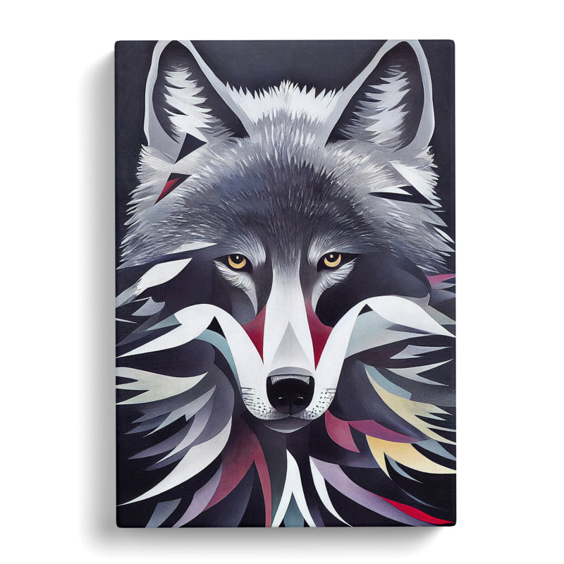 Abstract Wolf Painting - Wrapped Canvas, 76cm H x 50cm W x 3cm D