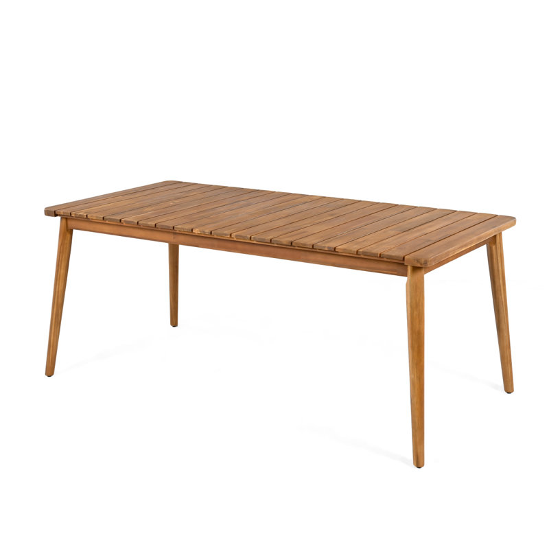 Davion Outdoor Farmhouse Acacia Wood Dining Table With Slatted Top, 30" H x 72" W x 36" D