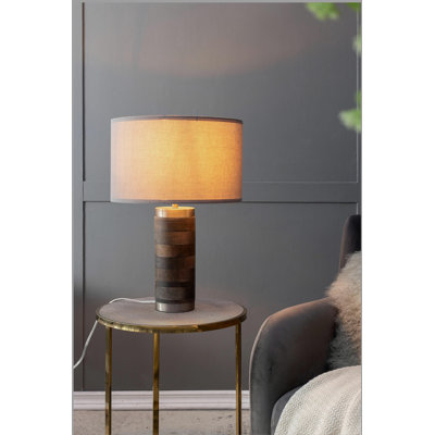 16x16x23.5" Gray and Silver Brushed Table Lamp (Lamp Shade Assembly Required)